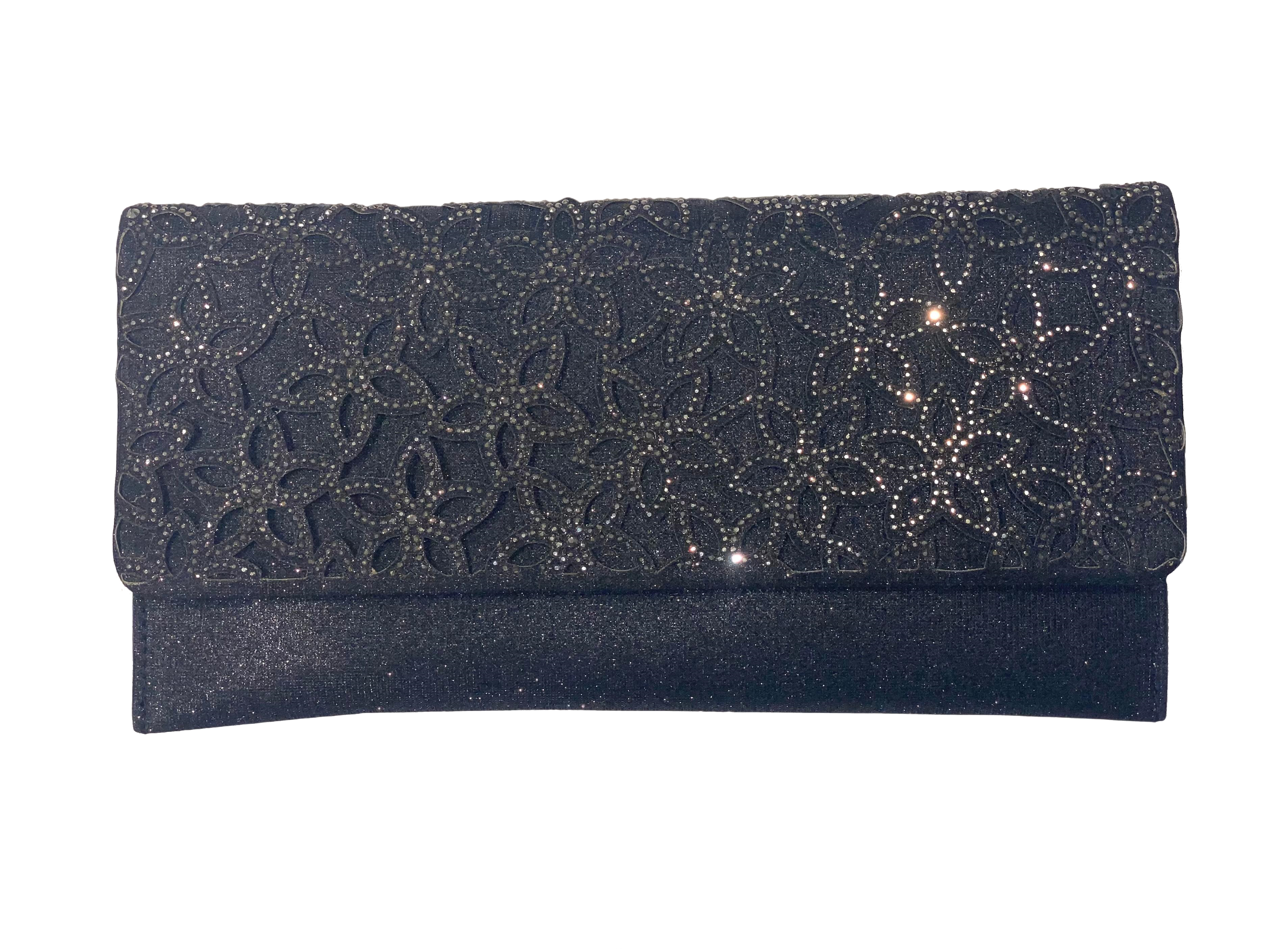 luxurious black clutch bag